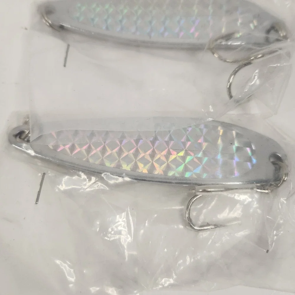 2oz Fishing Spoon Jig Treble Hook Holographic Laser casting crocodile Spoons New